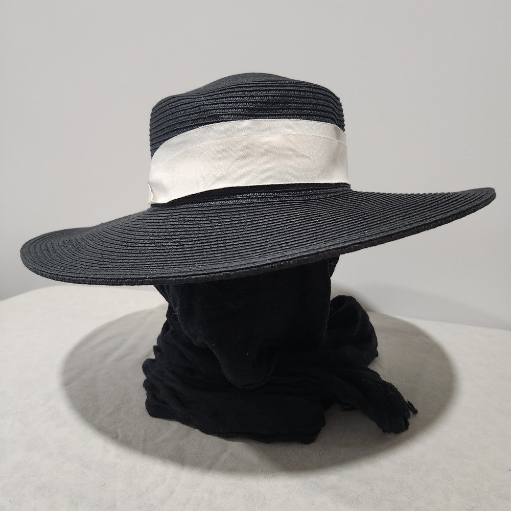A New Day Black and White Wide-Brim Hat